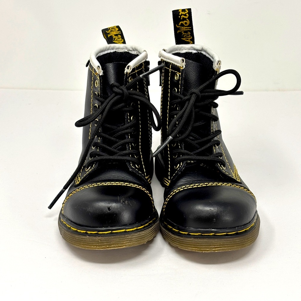 DR. MARTENS Black Buster 8-Eye Kids Leather Combat Boots - Picture 5 of 10